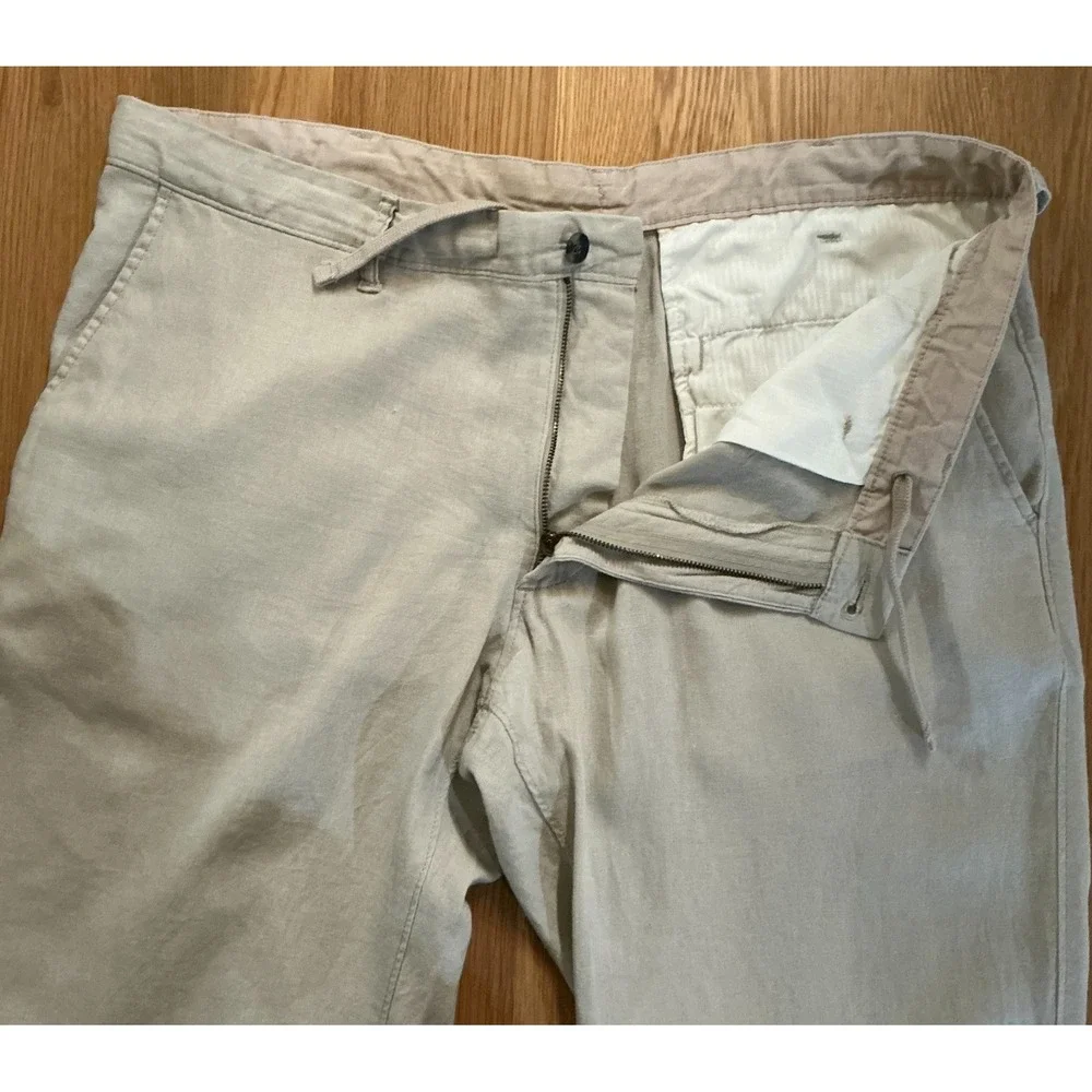 Marks & Spencer‎ Linen Pants Men's 40x28 Beige Stone Linen Blend Trousers